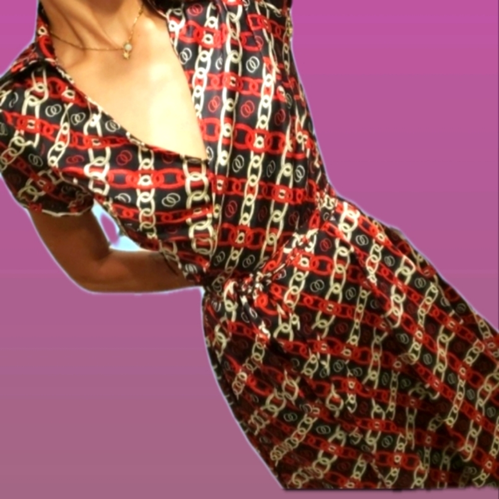 LOLA Chain Print Wrap Dress